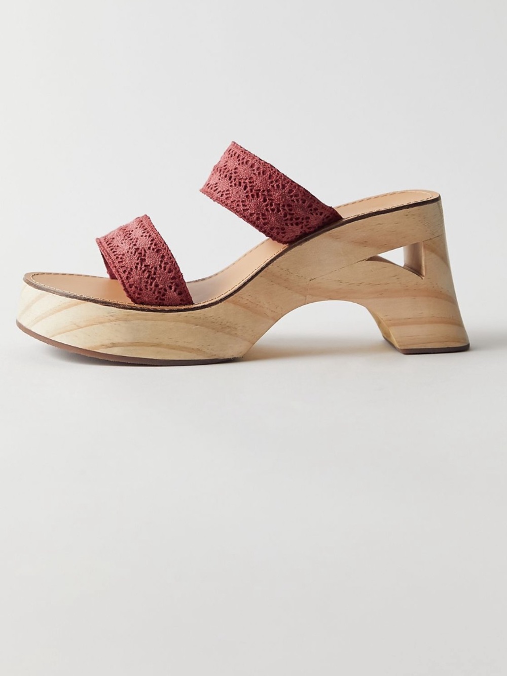 Urban Outfitters geometric wood platform heel